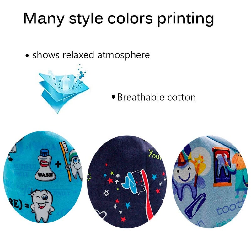 CHUANGLI 3Pcs Gourd-Shaped Working Caps with Upgrade Sweatband Adjustable Hats Head Cover- Women/Men (B08# Tooth Navy Blue) - Image 4